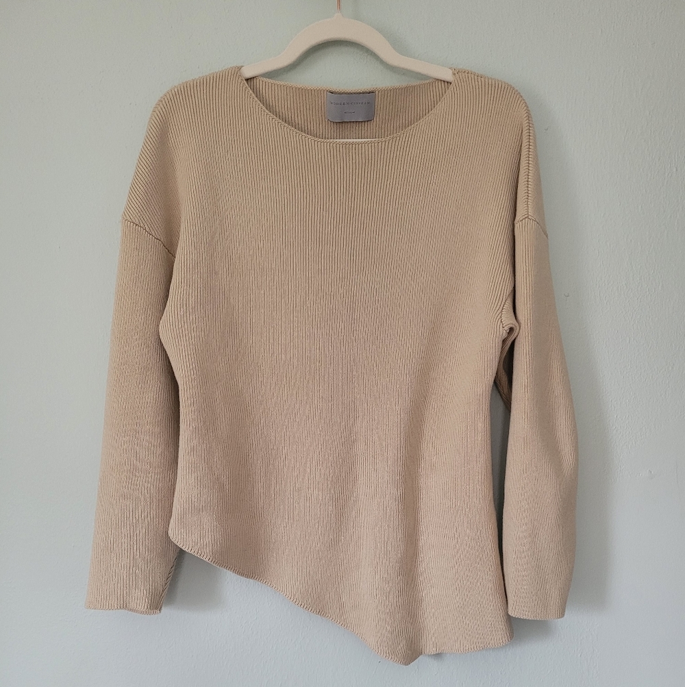 Beige Asymmetric Ribbed Sweater - Modern Citizen - Medium